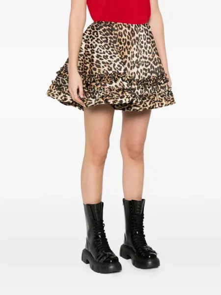 Fusta mini Ganni cu imagine cu model leopard maro