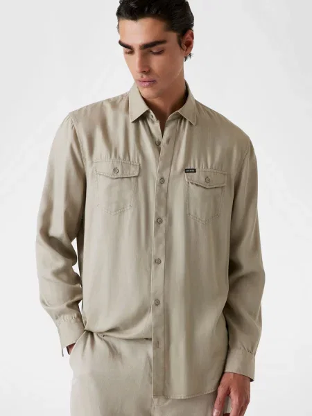 Повседневный джинсовая рубашка Guess бежевый