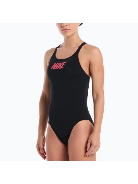 Costum de baie întregi Nike cu autograf negru