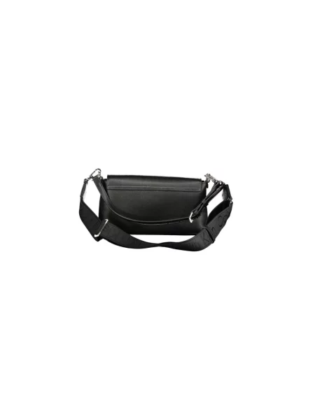 Lniana torebka crossbody Calvin Klein czarna