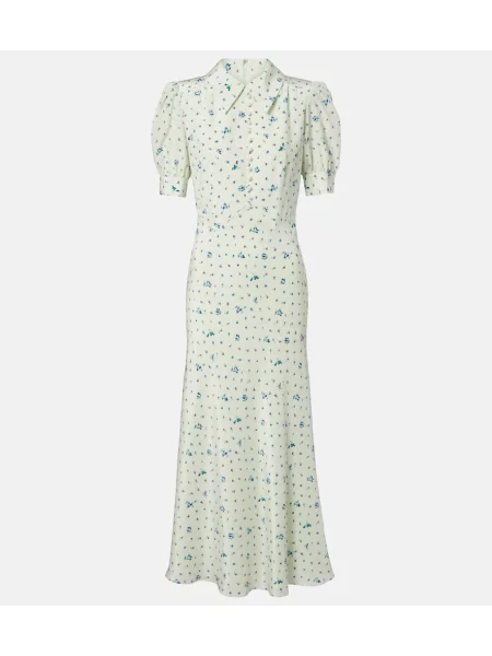 Rochie midi Alessandra Rich de mătase cu model floral verde