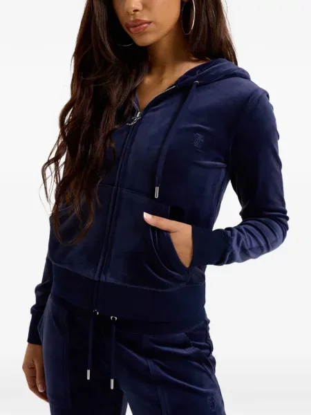 Sametová mikina s kapucí Juicy Couture modrá