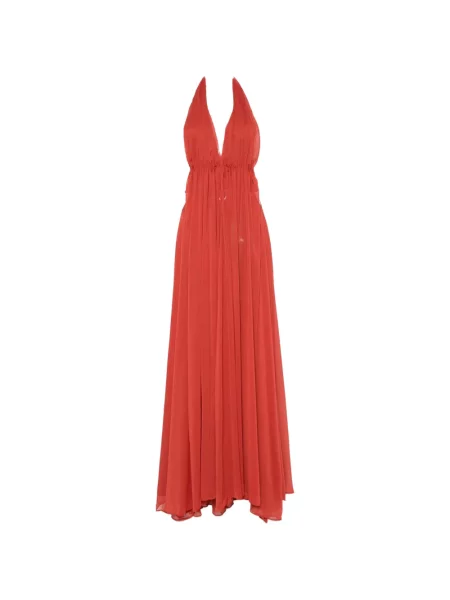Rochie maxi Arcina Ori cu gât halter portocaliu