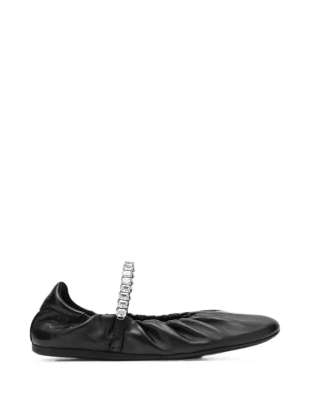 Balerini Jimmy Choo din piele cu bretele negru