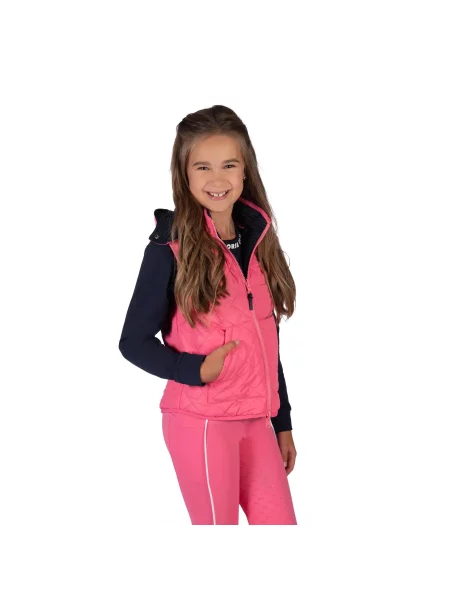 Kamizelka jeździecka bez rękawów odwracalna dla dziewczynki HKM Kids Maui różowa