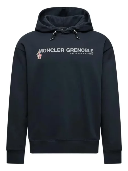 Majica s kapuljačom Moncler Grenoble s vezom plava