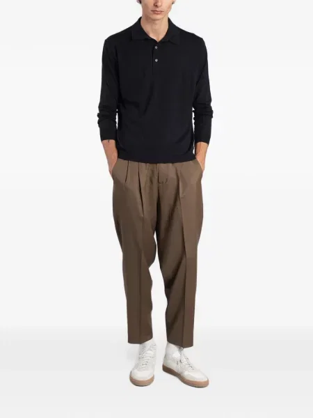 Lung tricou polo Low Brand negru