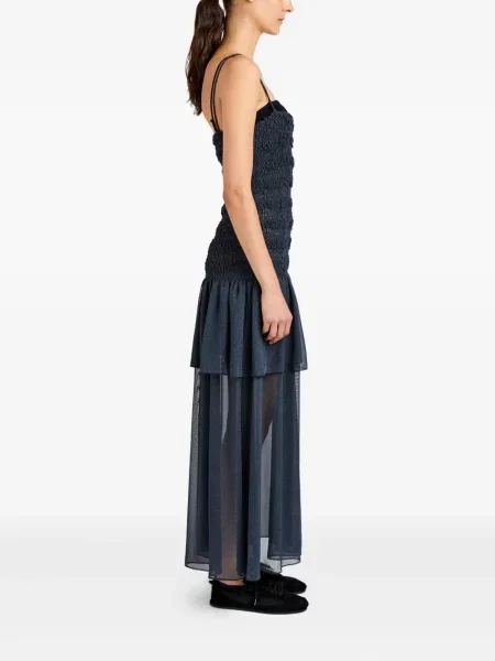 Костюм миди рокля Proenza Schouler с волани до коляното синьо