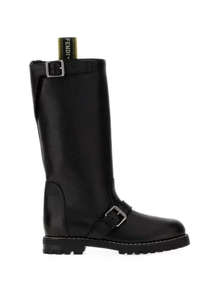 Botine Fendi din piele cu cataramă negru