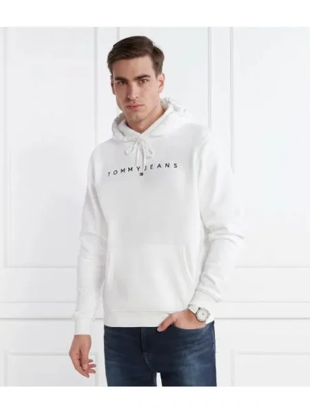 Tommy Jeans Hanorac LINEAR LOGO HOODIE EXT alb