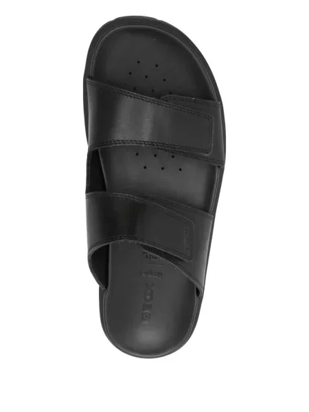 Papuci de casă Geox din piele cu bretele negru