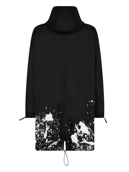 Raštuotas paltas Dsquared2 su gobtuvu juoda