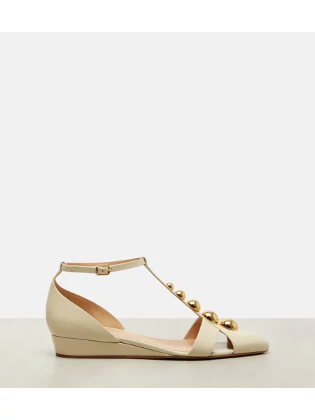 Balerini Chloé din piele alb