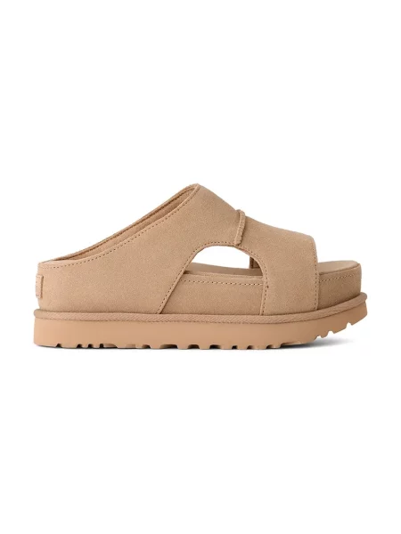 Natikači iz semiša UGG W Goldenstar Hi Cutout Slide bež