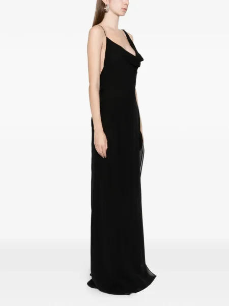 Rochie maxi Amiri cu crăpătură de costum negru
