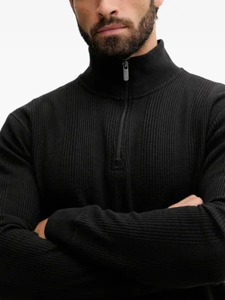 Pulover Boss de jumătate de fermoar negru