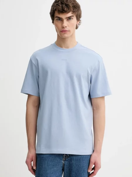 T-shirt o luźnym kroju z czystej bawełny model DAPOLINO' Hugo niebieska