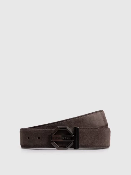 Замшевый ремень Stefano Ricci с ремешками коричневый