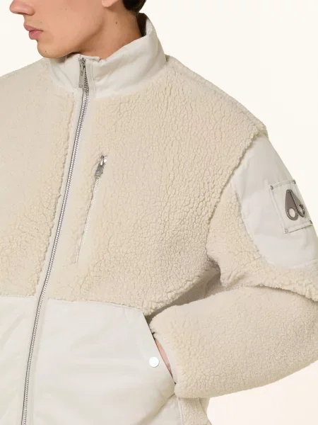Moose Knuckles Plyšová Bunda Ze Směsi Materiálů krémová