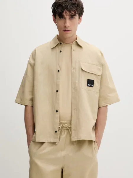 Karl Lagerfeld Jeans cămașă pentru bărbați din in bej