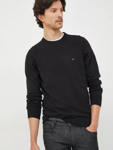 Пуловер с кашмир Tommy Hilfiger черно