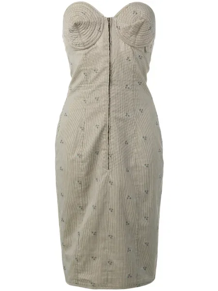 Pruhované oblekové šaty Jean Paul Gaultier Pre-owned hnědé