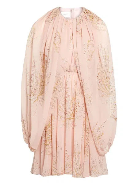Rochie mini Giambattista Valli cu model floral cu imagine plisată roz