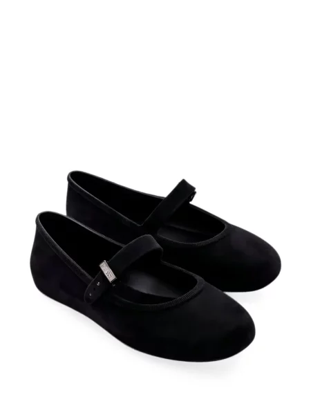 Balerini Melissa de catifea cu cataramă negru