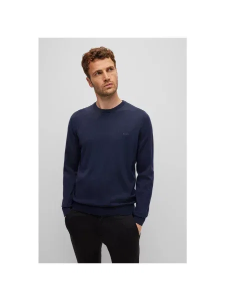Sweter Hugo Boss wełniany niebieski