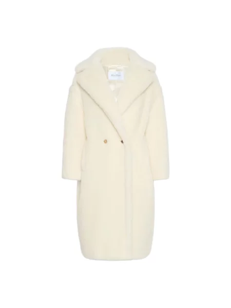 Płaszcz Max Mara wełniany typu teddy biały