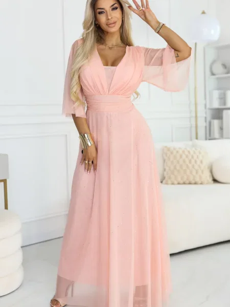 Długa sukienka maxi Numoco Basic różowa