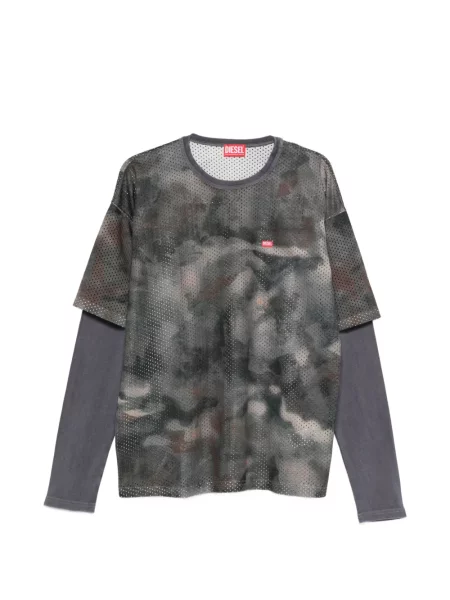 Tricou Diesel cu perforații lung gri