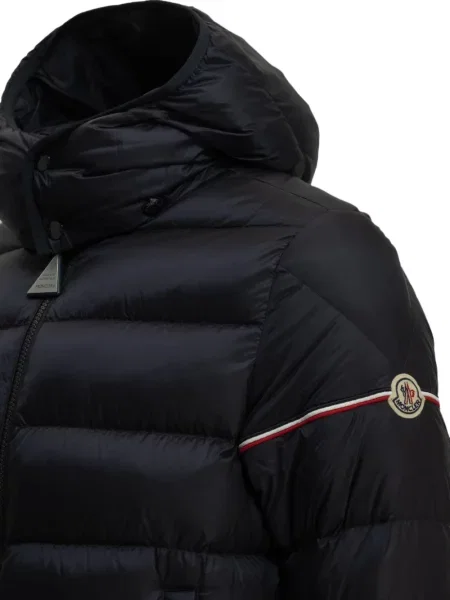 Περικομμένο παλτό Moncler με κουκούλα houndstooth λευκό