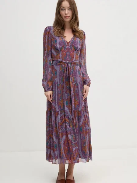 Lauren Ralph Lauren sukienka midi rozkloszowana różowy