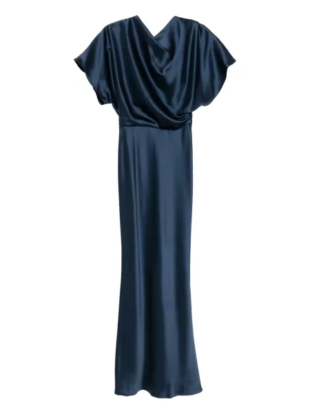 Rochie Amsale din satin drapată albastru