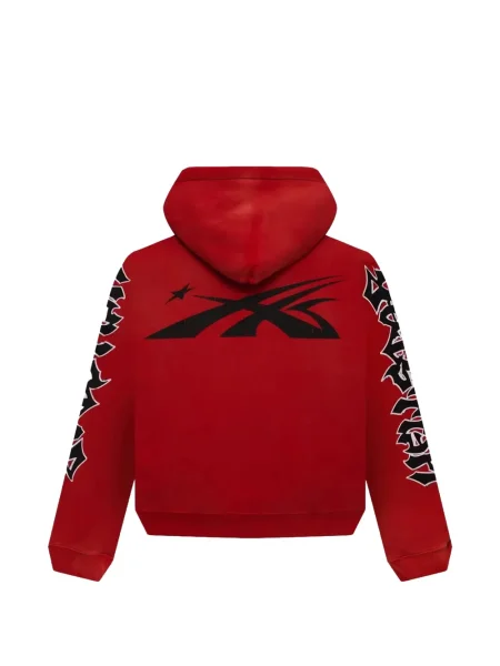 Grafic tricou Hellstar cu glugă roșu