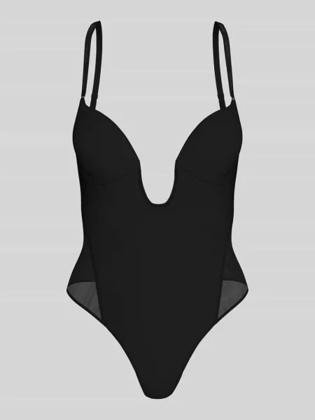 Bielizna modelująca body z głębokim dekoltem w serek Calvin Klein Underwear czarny