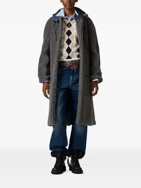 Palton Miu Miu din fleece gri