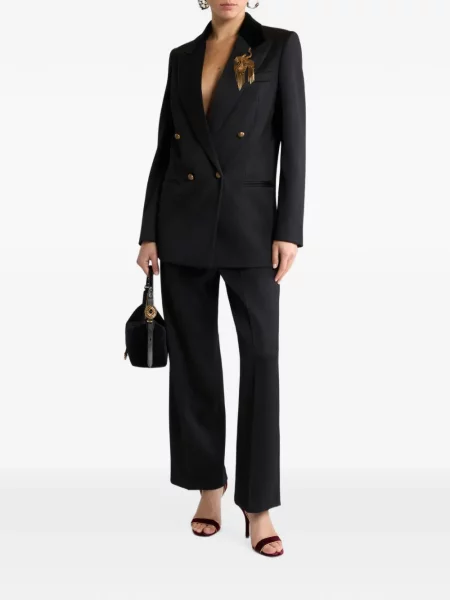 Cu centură pantaloni Etro de lână negru