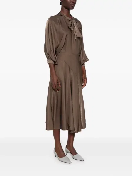 Rochie midi Dixie cu funde asimetrică maro