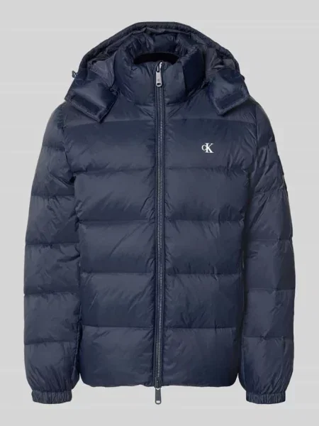 Kurtka pikowana o kroju regular fit z odpinanym kapturem Calvin Klein Jeans granatowa