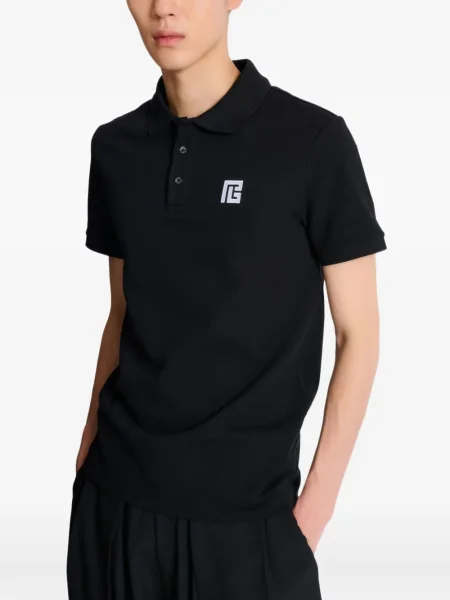 Polo Balmain cu broderie negru