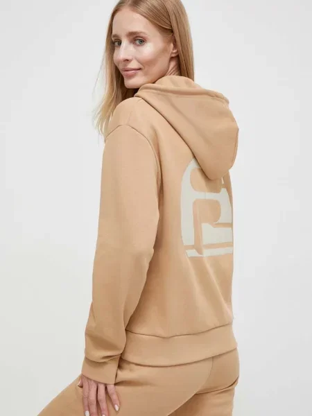 Суичър с качулка Fila с качулка с апликация бежово