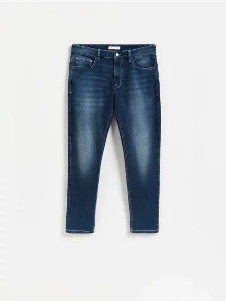 Reserved Blugi slim cu efect prespălat bleumarin