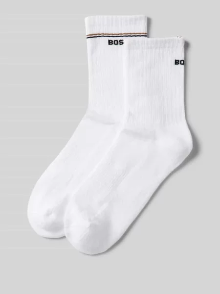 Skarpety z wyhaftowanym logo w zestawie 2 szt. model ‘Iconic’ Boss białe