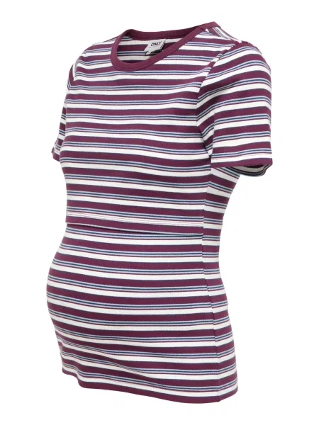 Only Maternity Tricou OLMVal albastru deschis / roșu vin alb