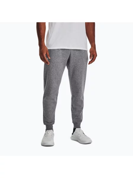 Under Armour tréninkové kalhoty Rival Fleece Joggers castlerock light heather/white bílé