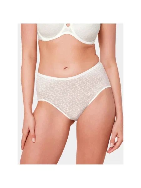 Triumph Klasične spodnje hlačke z visokim pasom Signature Sheer Maxi EX Écru bela