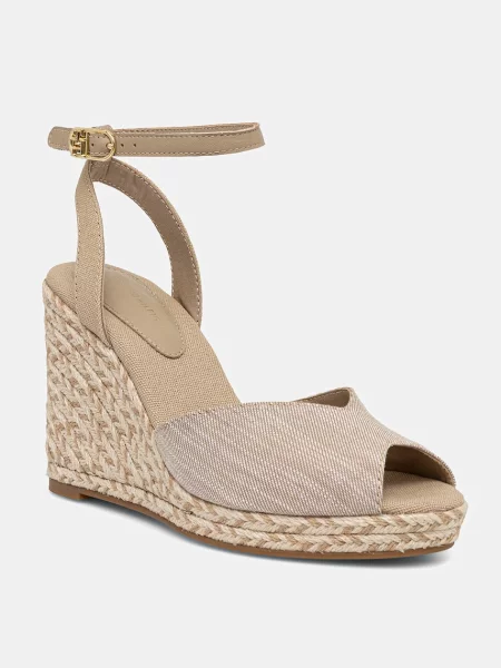 Tommy Hilfiger Sandali CHAMBRAY HIGH WEDGE ESPADRILLE bež