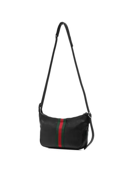 Ριγέ τσάντα χιαστί Gucci μαύρο